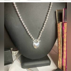 925 sterling silver toggle beaded heart necklace